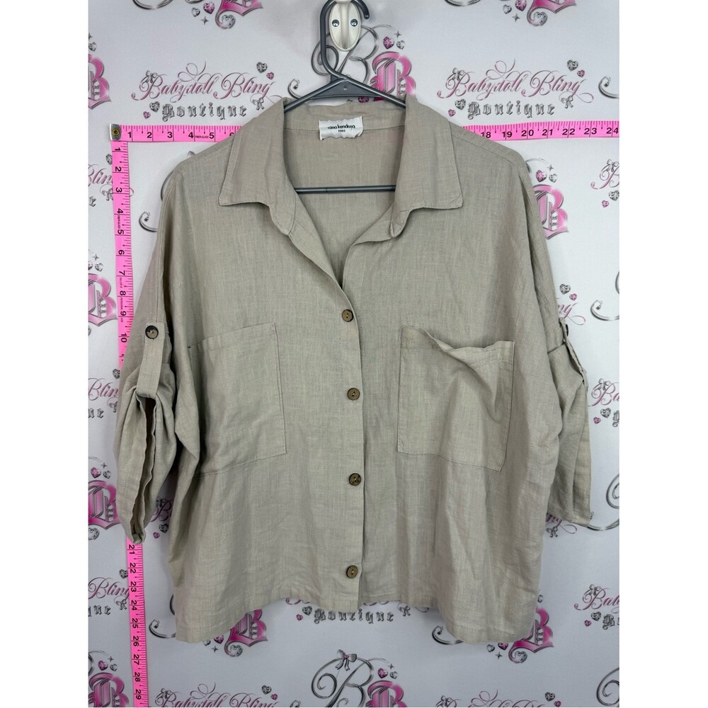 Nina Kendosa Paris Neutral tan Shirt tiki beach